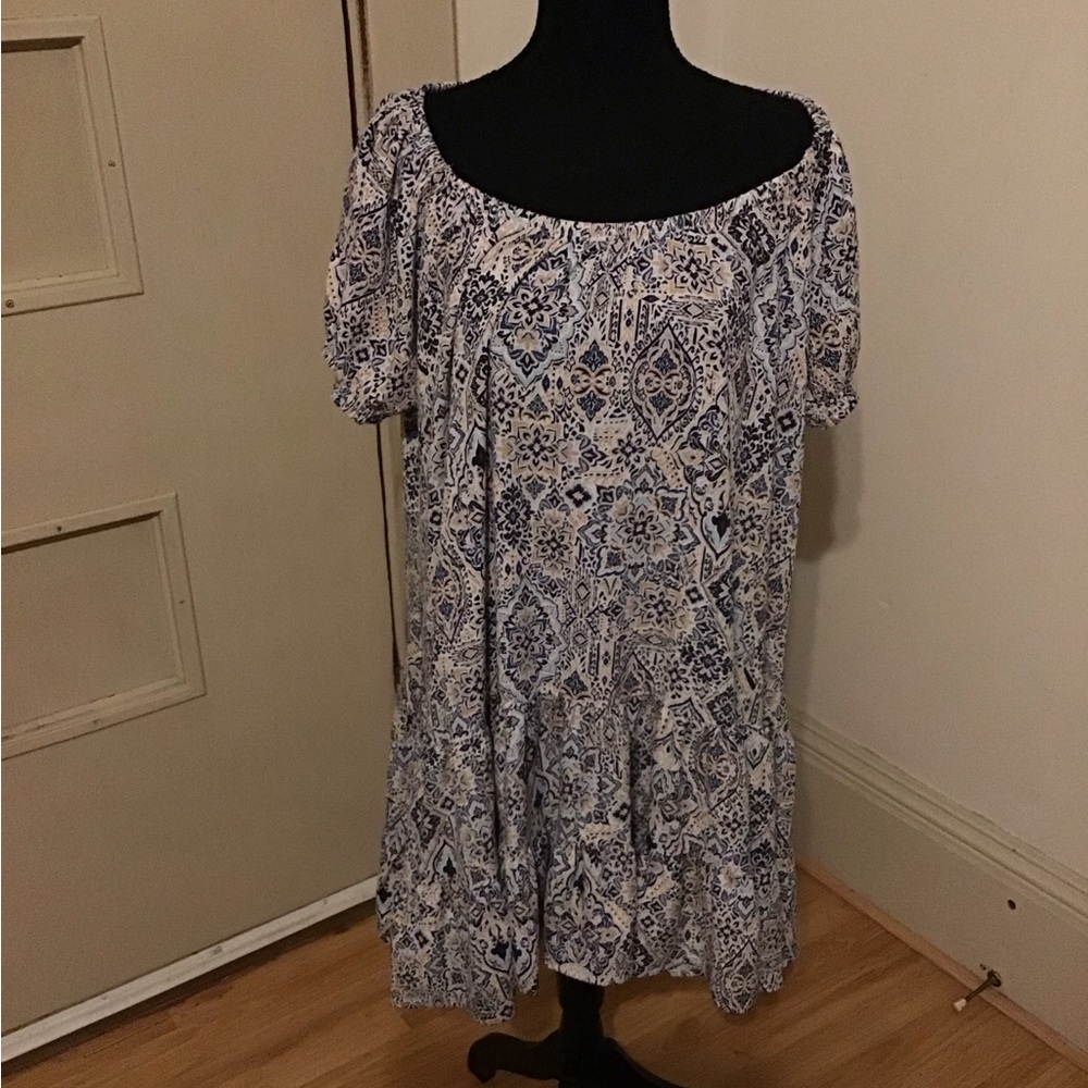 Torrid Black and White Puff Sleeve Mini Sundress